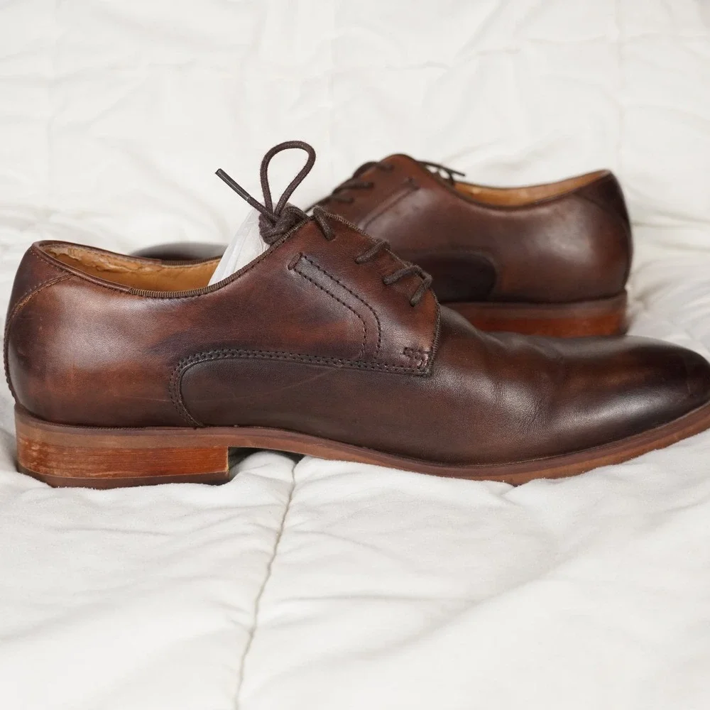 Aldo Derby Shoes Men 10 Brown Leather Lace Up Dress Professional Burnished